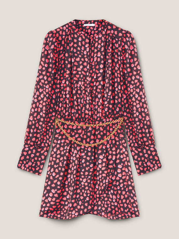 Short leopard print pattern satin dress