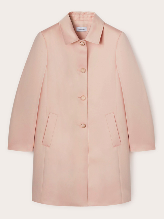 Manteau &agrave; simple boutonnage en satin duchesse