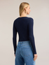 Flat rib knit sweater with V-neck image number 1