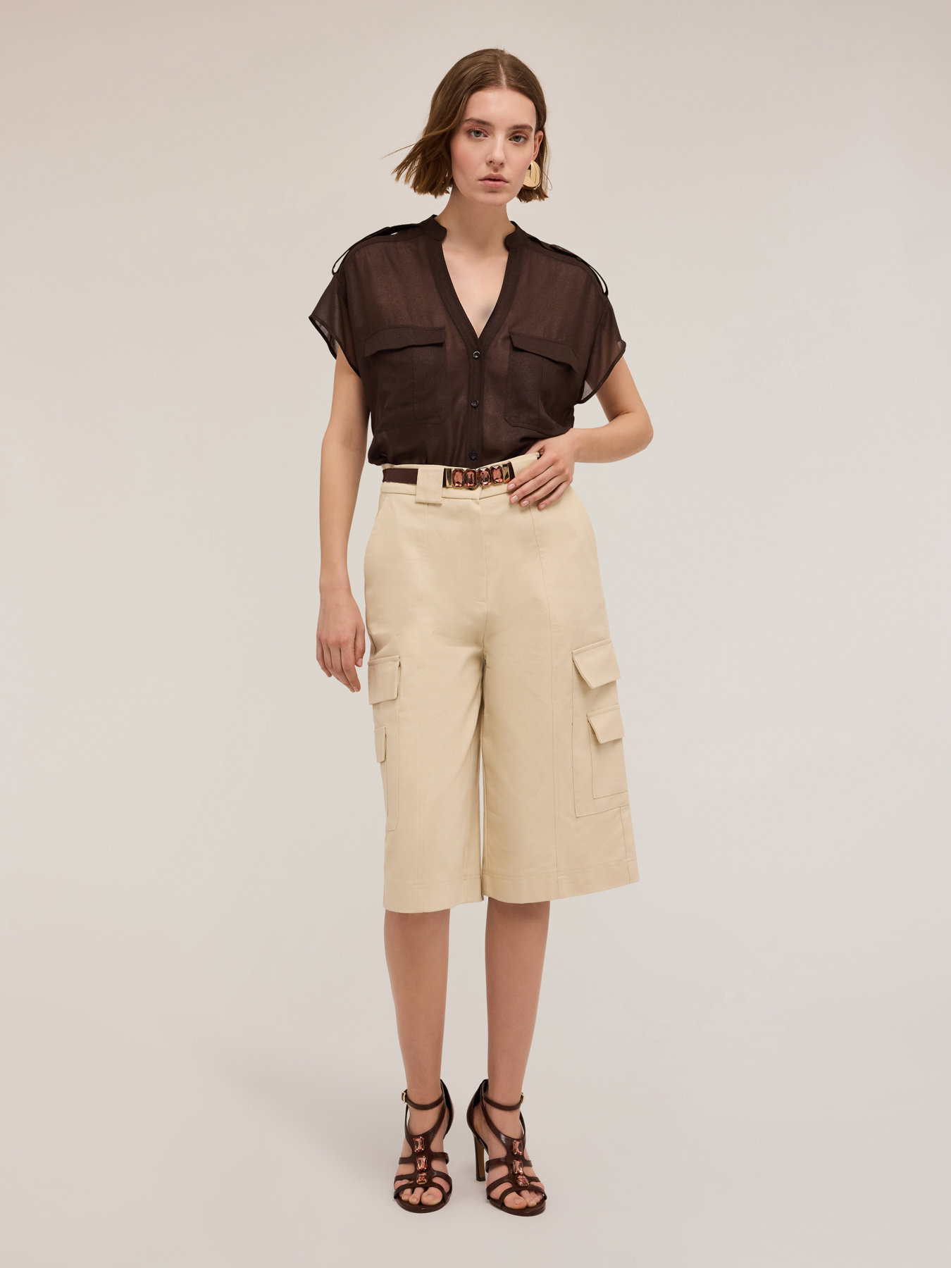 Saharienne shimmer georgette shirt image number 3