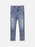 Jeans gamba dritta con strass image number 3