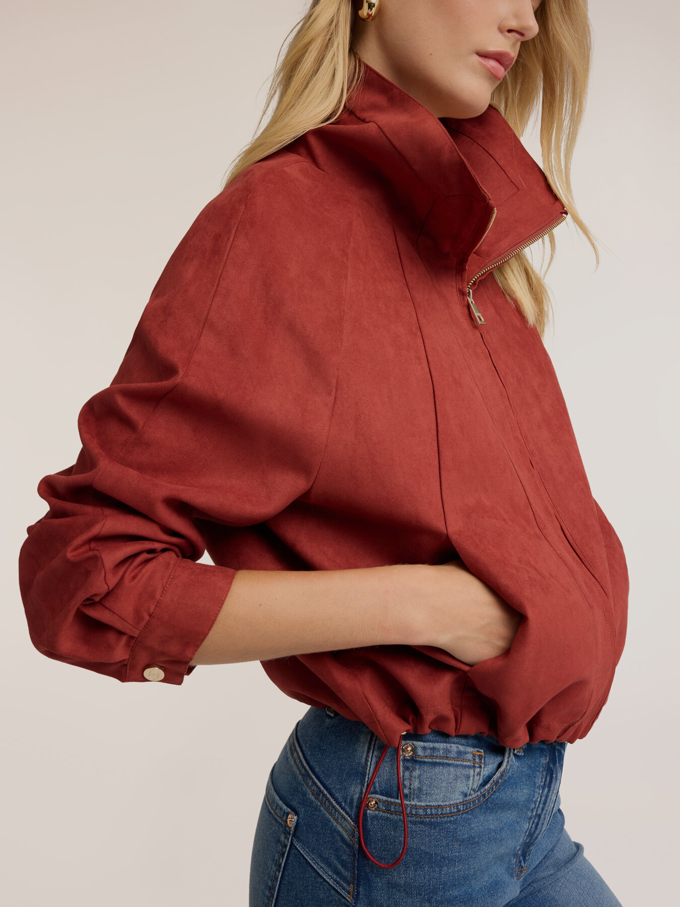 Short jacket with high collar and zip image number 3