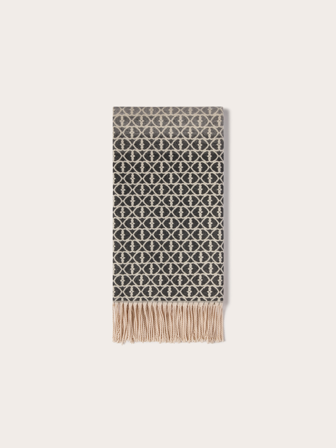 Jacquard scarf with fringe image number 1