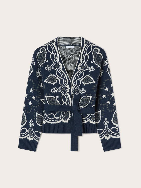 Cardigan aus Wollmischung mit Jacquard-Muster