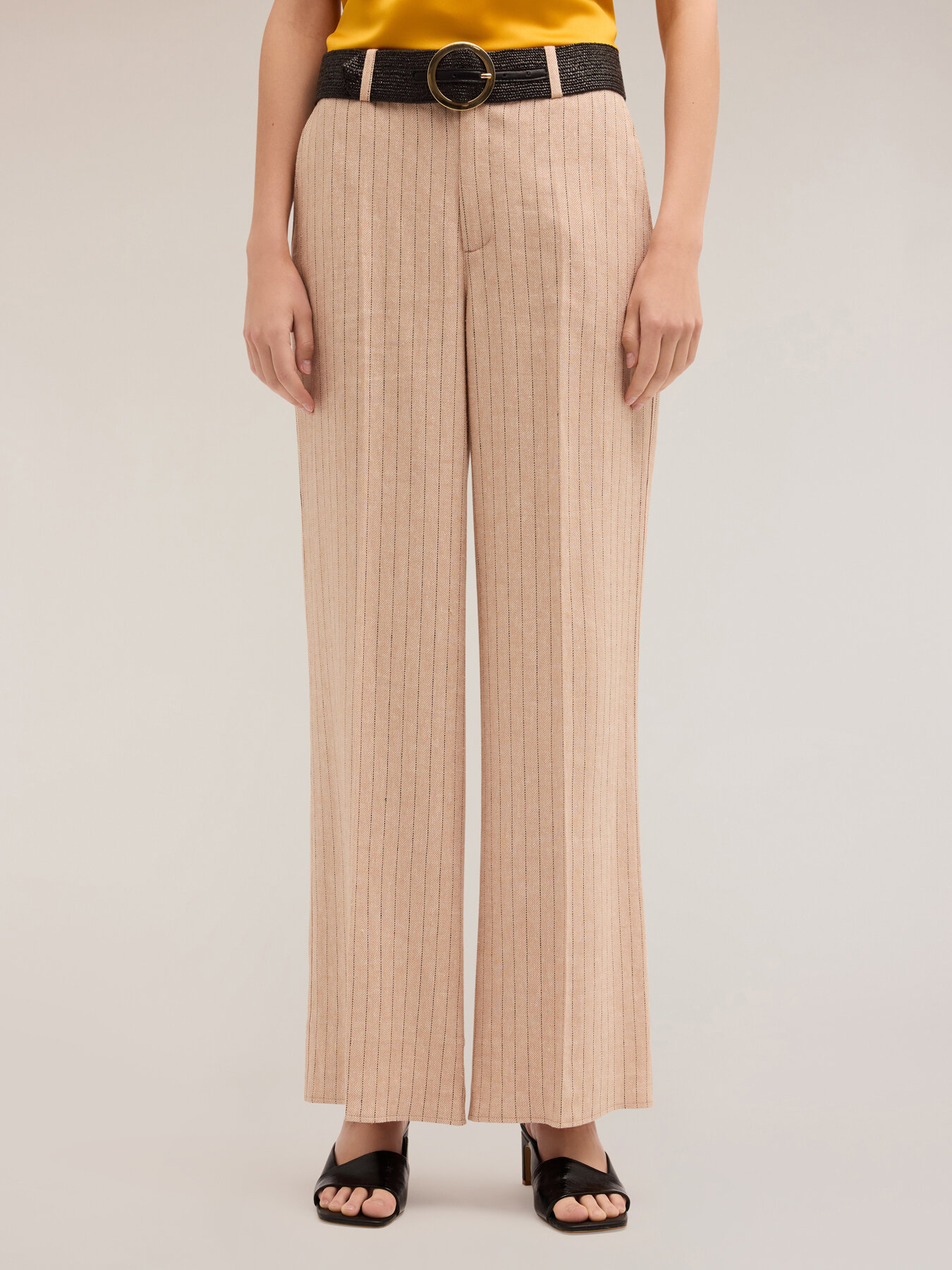 Pantaloni palazzo fantasia gessata image number 0