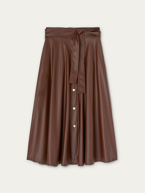 Leather effect full midi skirt