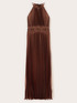 Long pleated satin dress with back drop image number 4