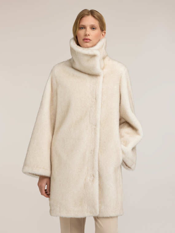 Soft coat with wide collar