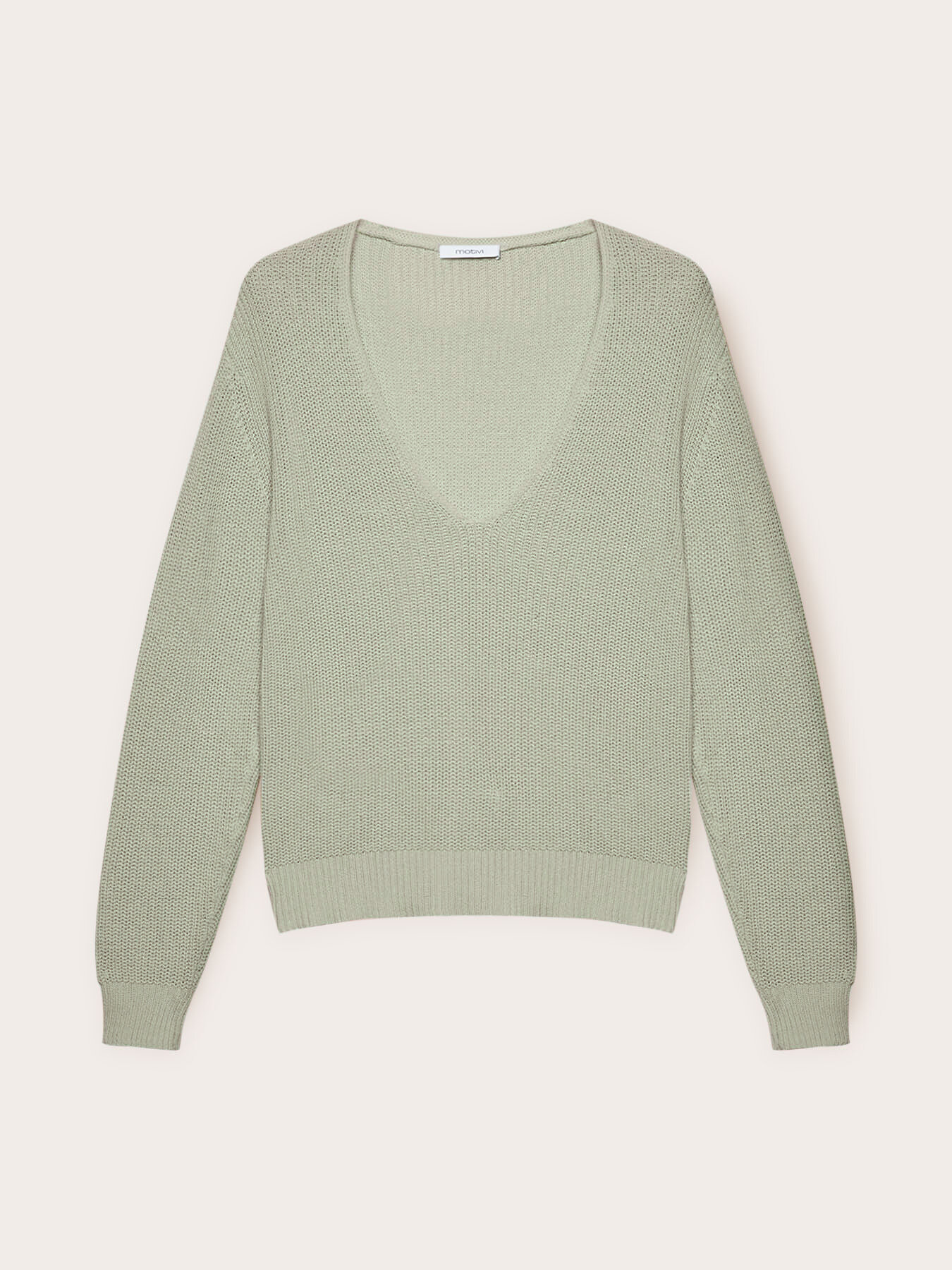 Cotton V-neck pullover image number 4