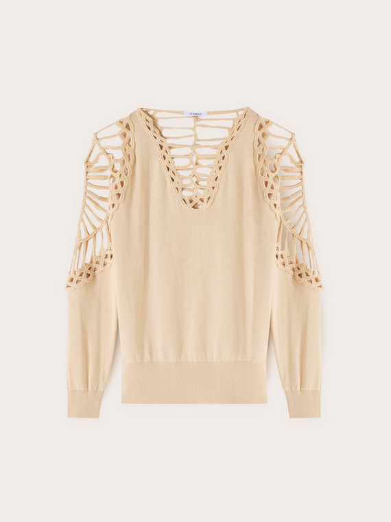 Maglia con inserti in macram&eacute;