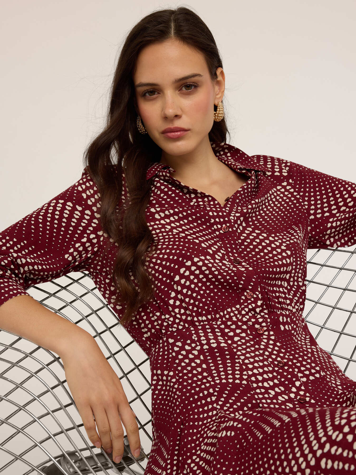 Hemdkleid mit Herzmuster image number 3