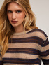 Maglia a righe in filato con micro paillettes image number 2