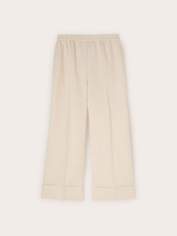 Cropped-Hose aus Leinenmischung