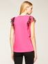T-shirt with floral patterned ruffle sleeves image number 1