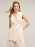 Double-breasted linen blend vest with belt image number 0