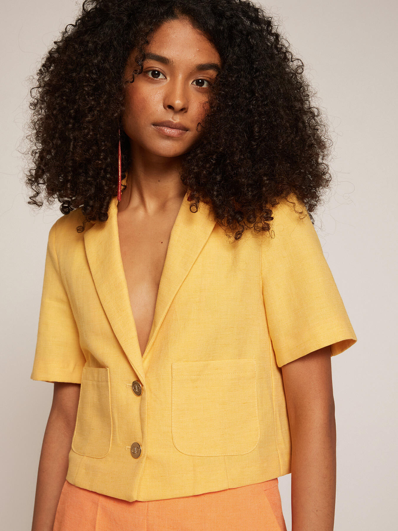 Linen blend short-sleeved jacket image number 0