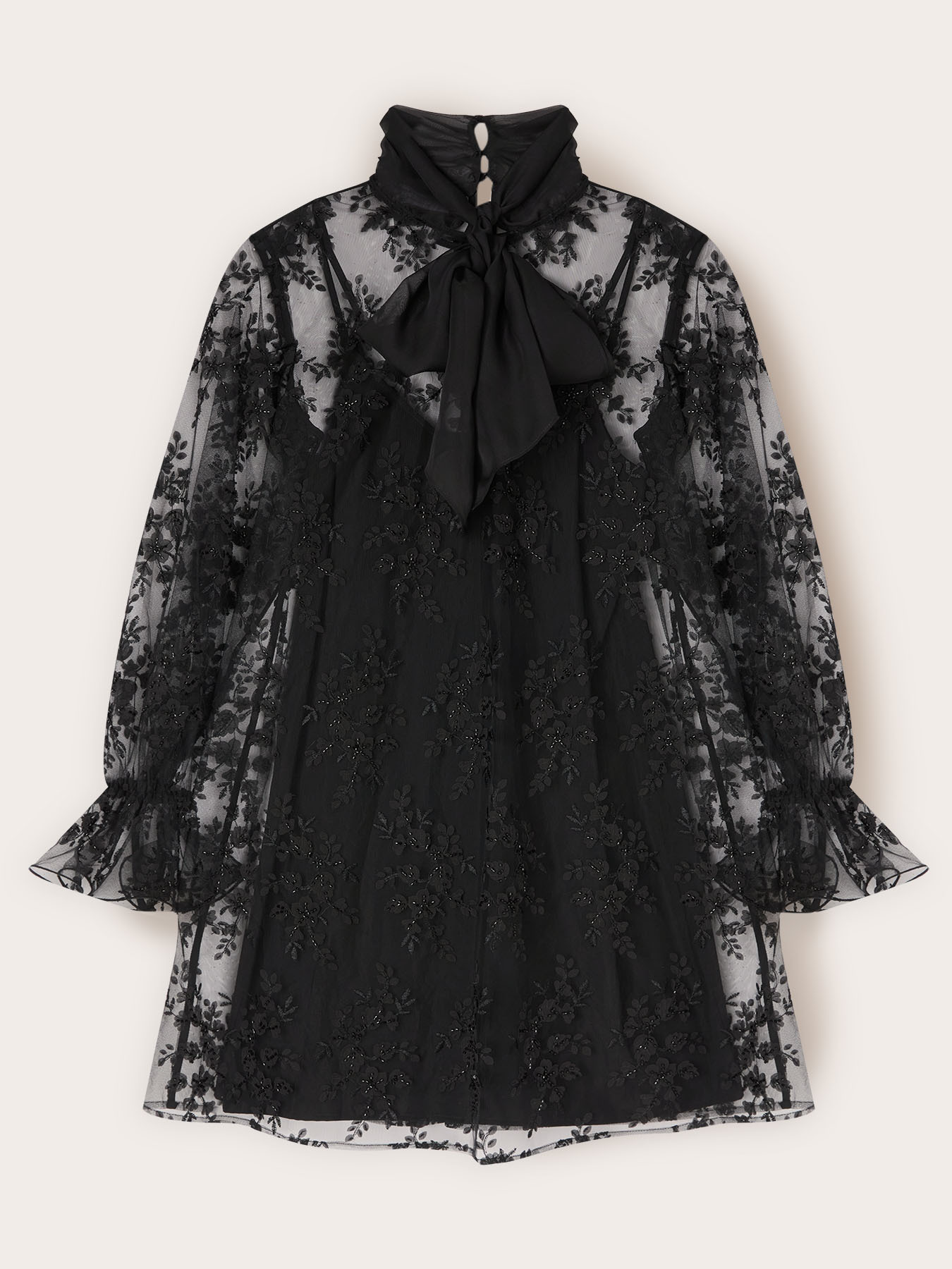 Kurzes Spitzenkleid mit Schleife Smart Couture image number 5