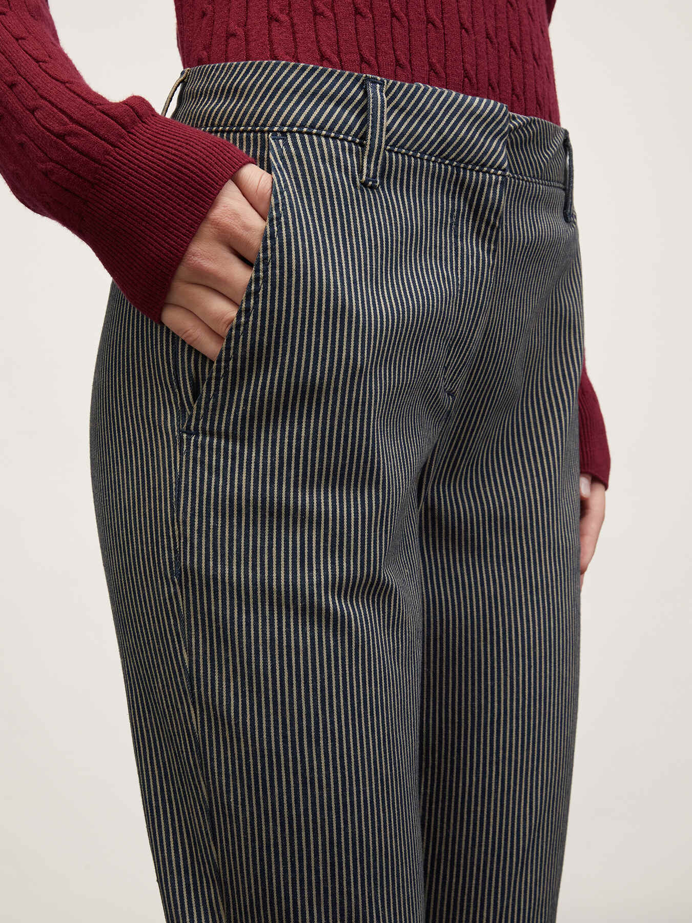 Pinstripe patterned chinos image number 2