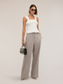 Pantaloni palazzo in misto lino con piega stirata image number 2