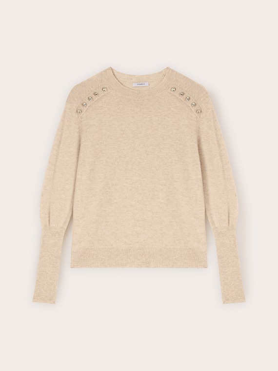 Wool blend sweater with jewel details