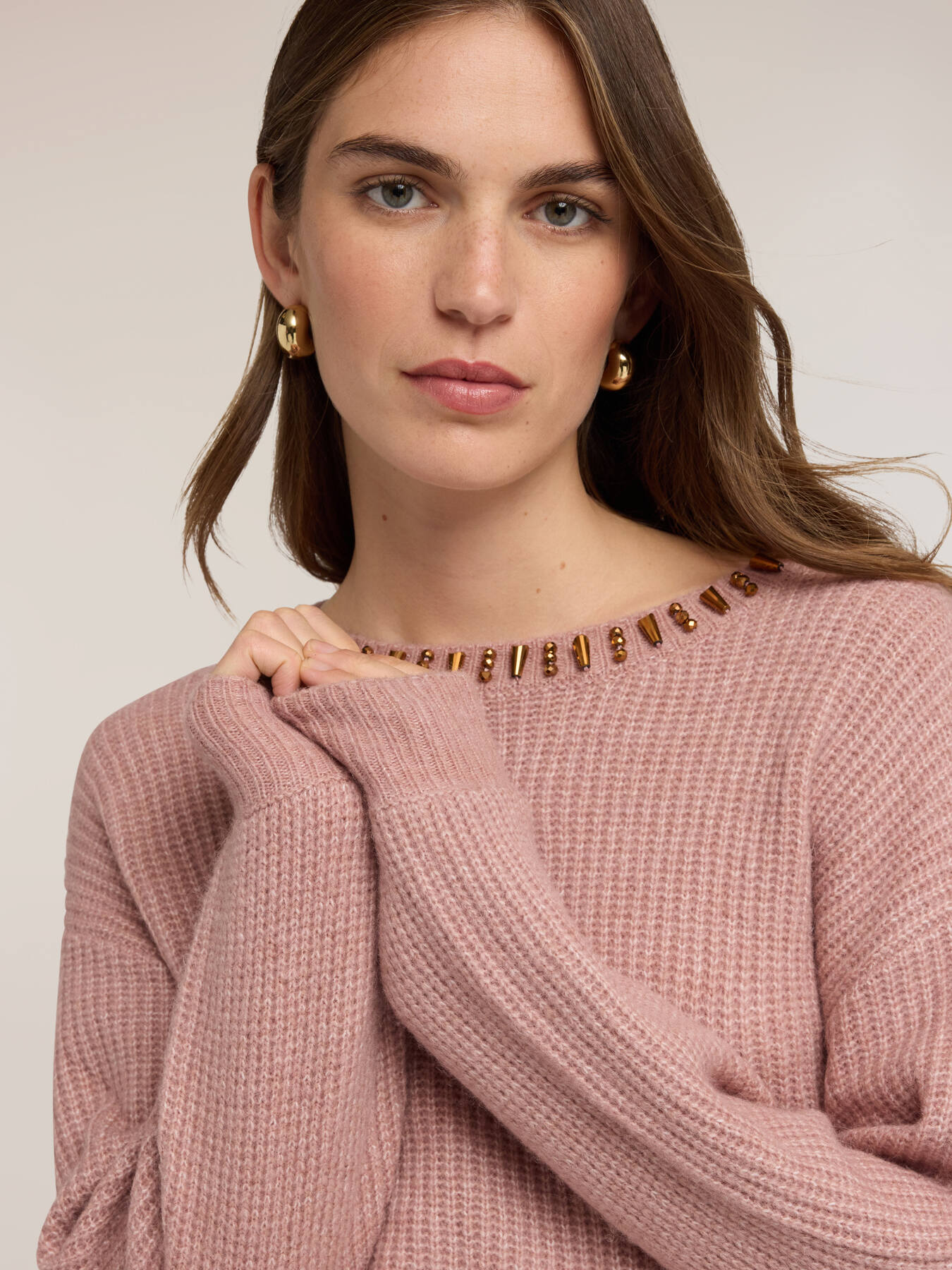 Ribbed alpaca-blend sweater with stones image number 3
