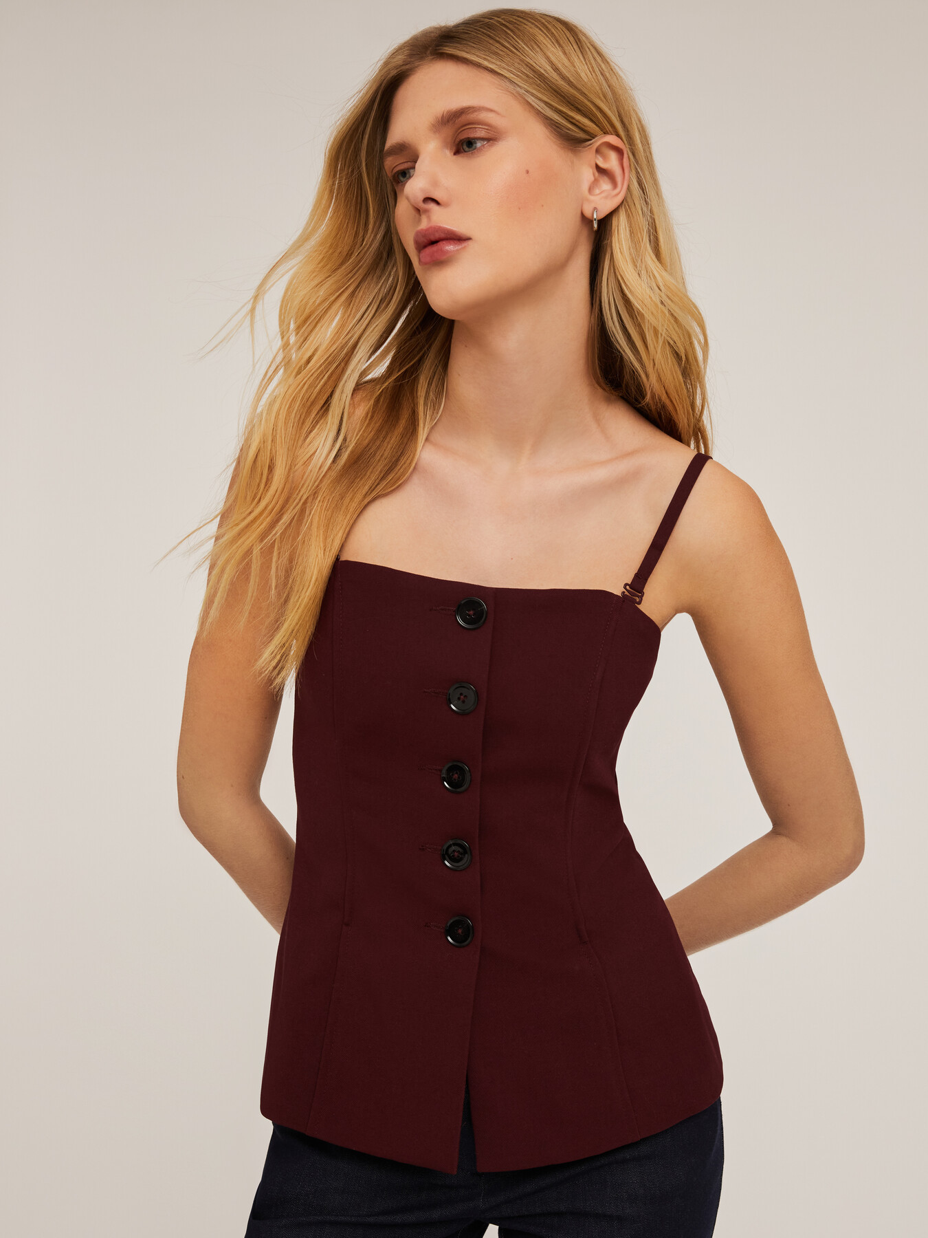 burgundy bustier top