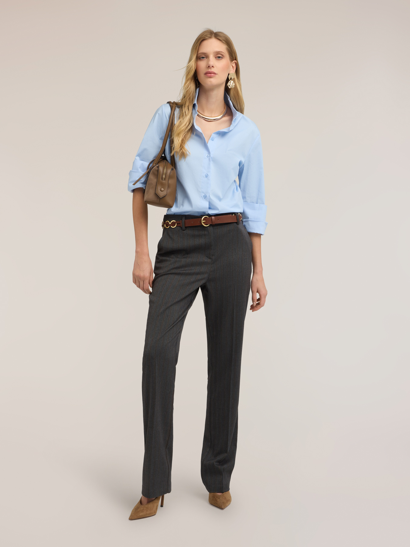 Regular pinstripe trousers image number 0