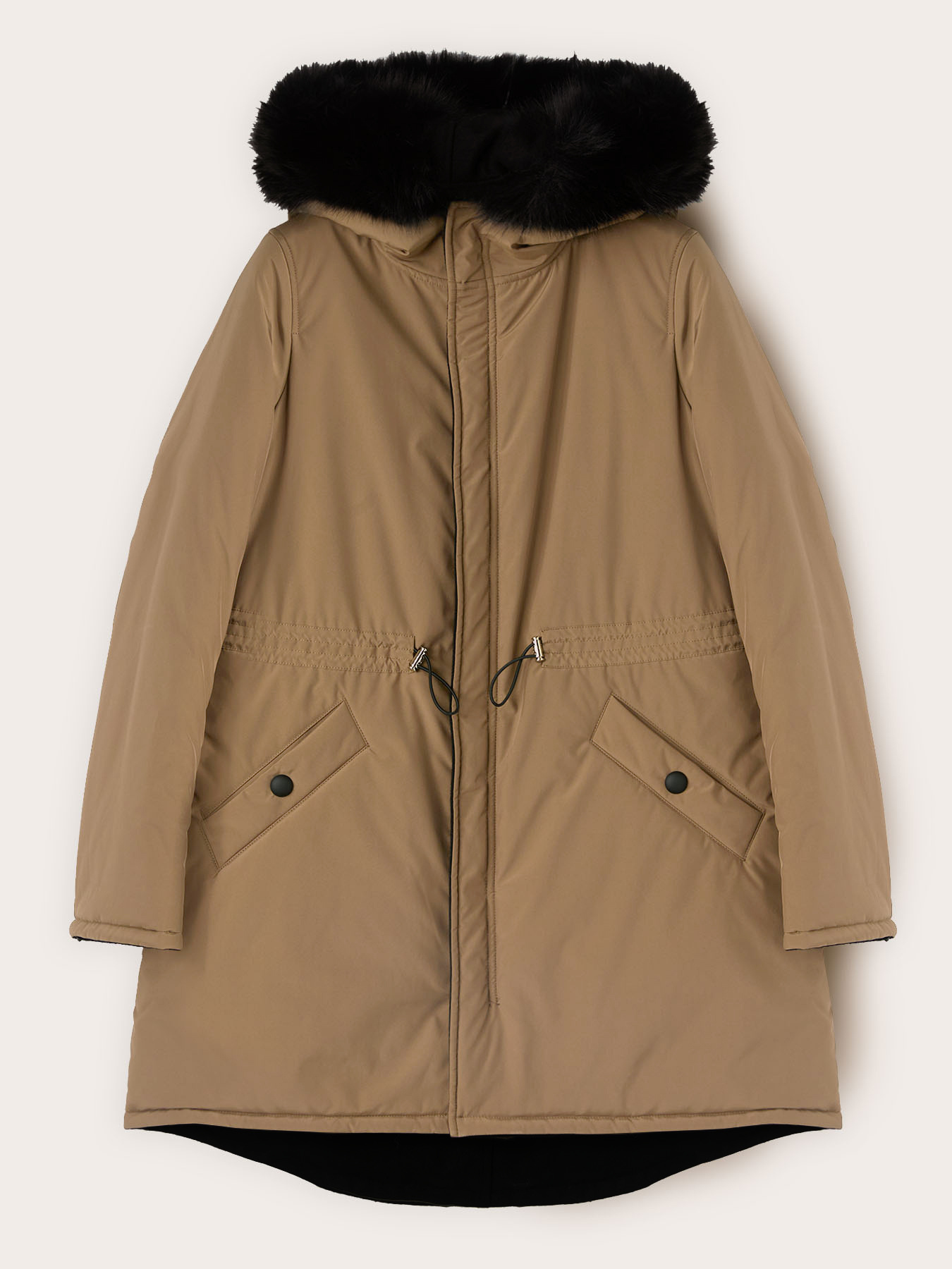Reversible hooded zip-up down jacket image number 6