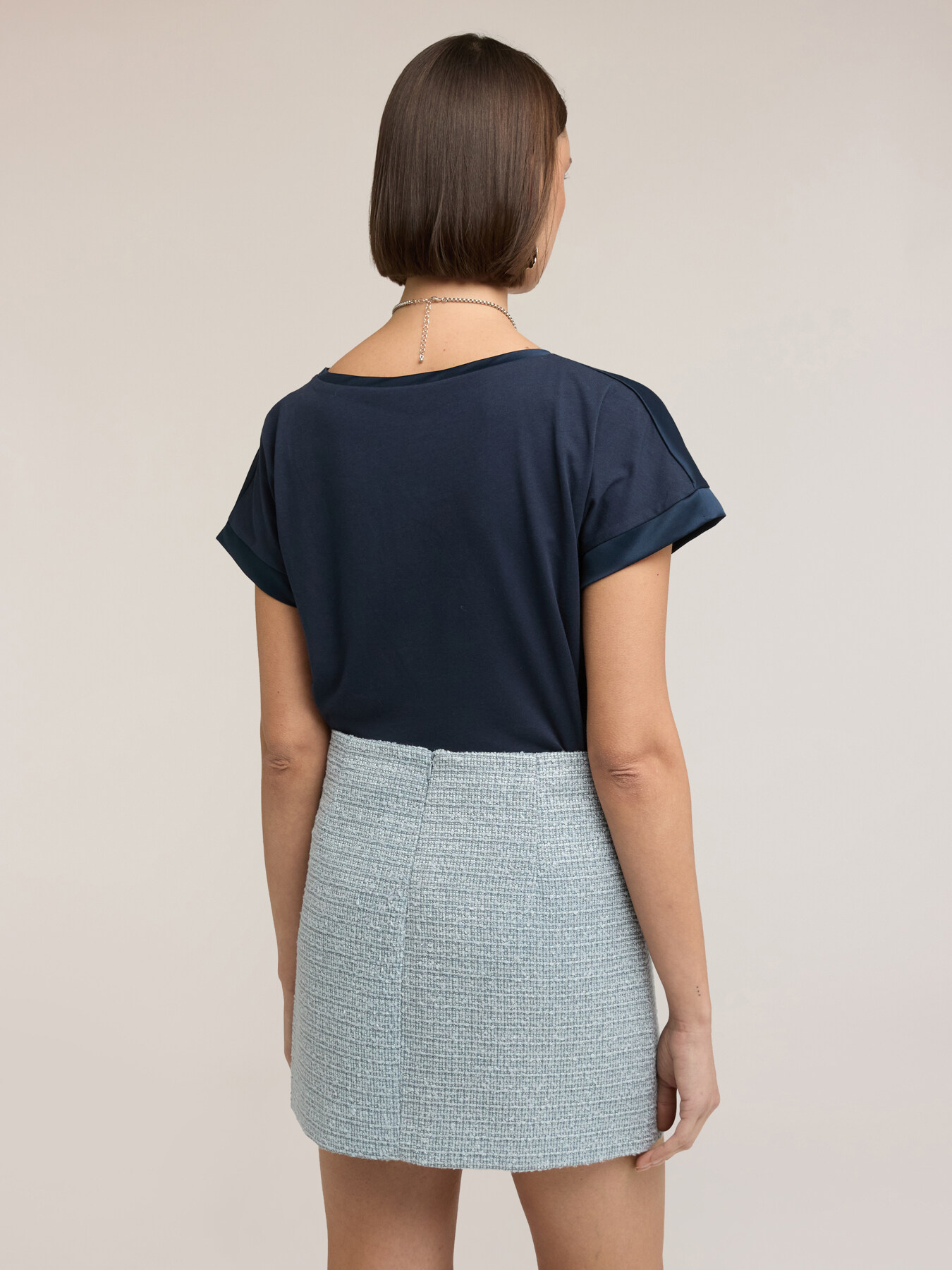 Two-tone cotton blend T-shirt image number 1