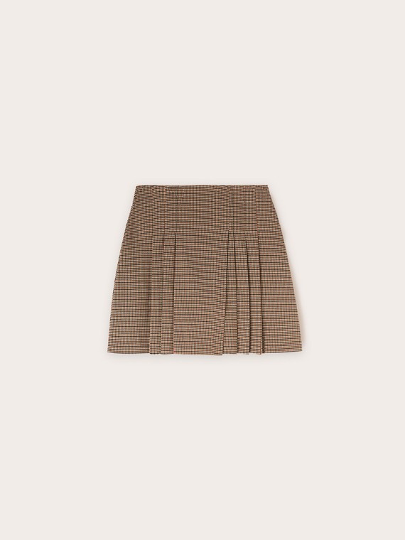 Pleated mini skirt with Houndstooth pattern
