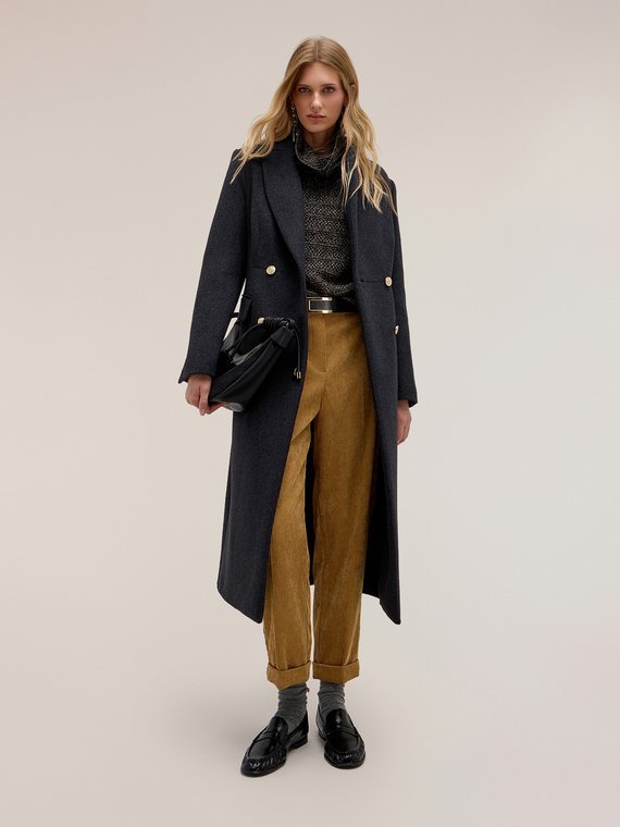 Cappotto doppiopetto in panno misto lana