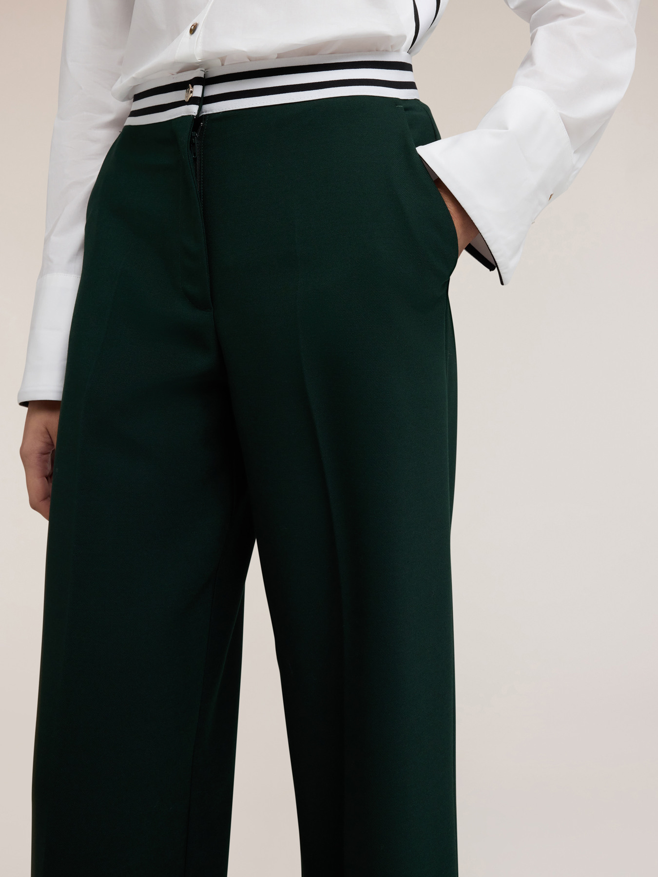 Palazzo pants with striped belt image number 2