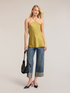 Top din satin cu decolteu halter image number 2