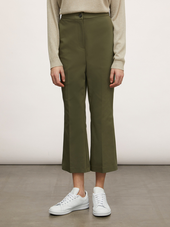 Solid colour kick flare trousers