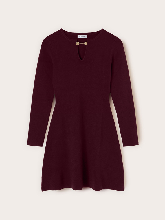 Knit sheath dress with metallic detail