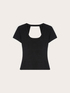 Geripptes Jersey-T-Shirt mit Cut-out image number 4