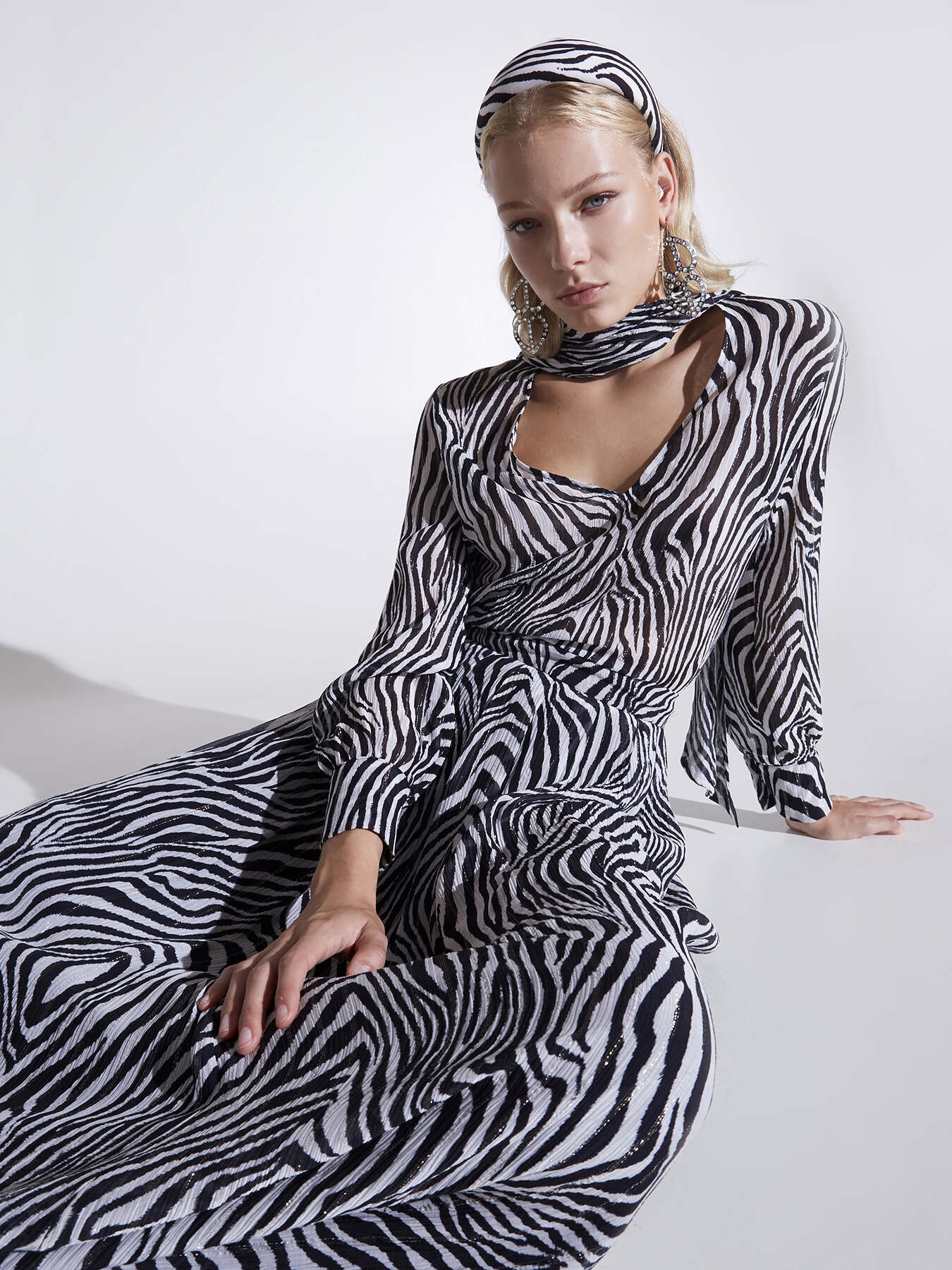 Silk blend zebra long skirt image number 0