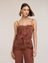 Jacquard satin top with lace image number 2