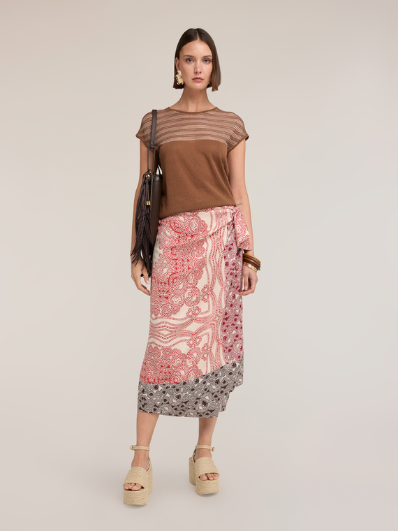 Maglia a righe in misto lino