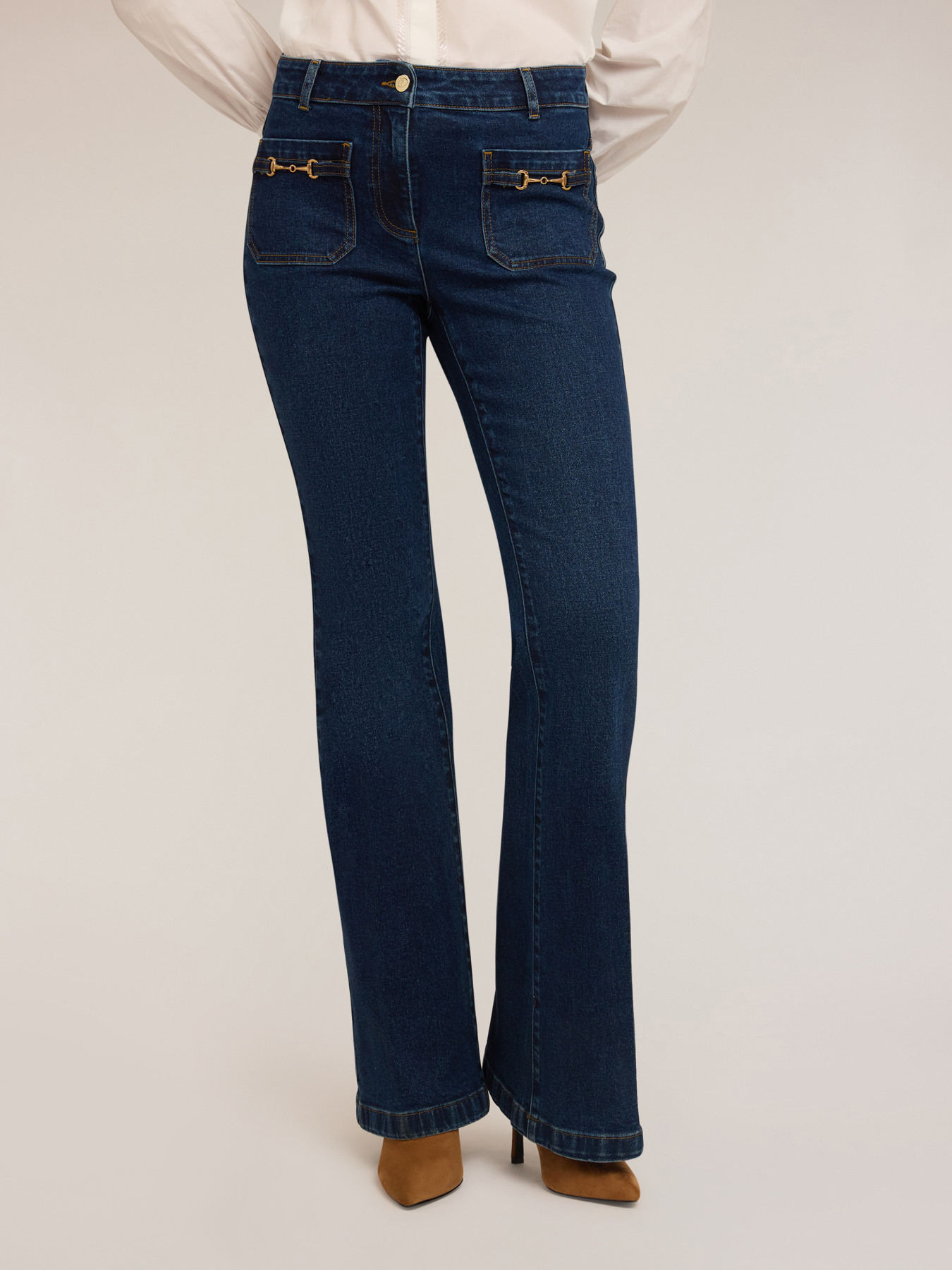 Flare jeans with metal toggles image number 2