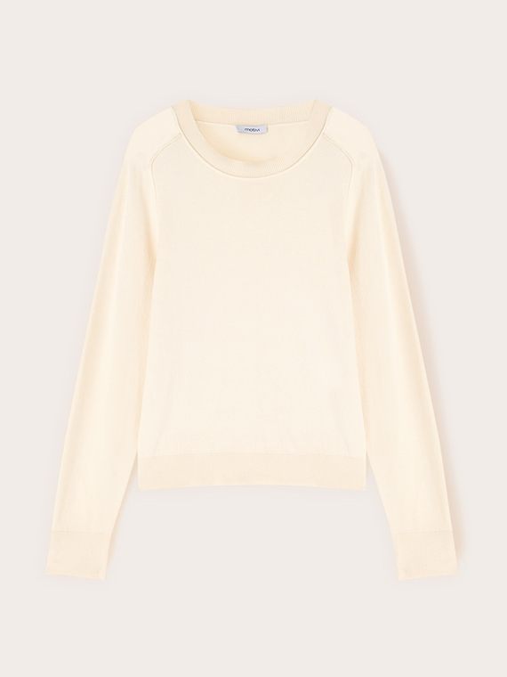 Glatter Strickpullover aus Viskose mit tonfarbenen Profilen