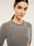 Maglia maniche corte misto angora con strass image number 2