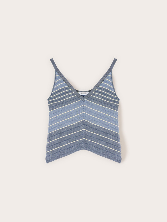 Striped lurex blend knit top