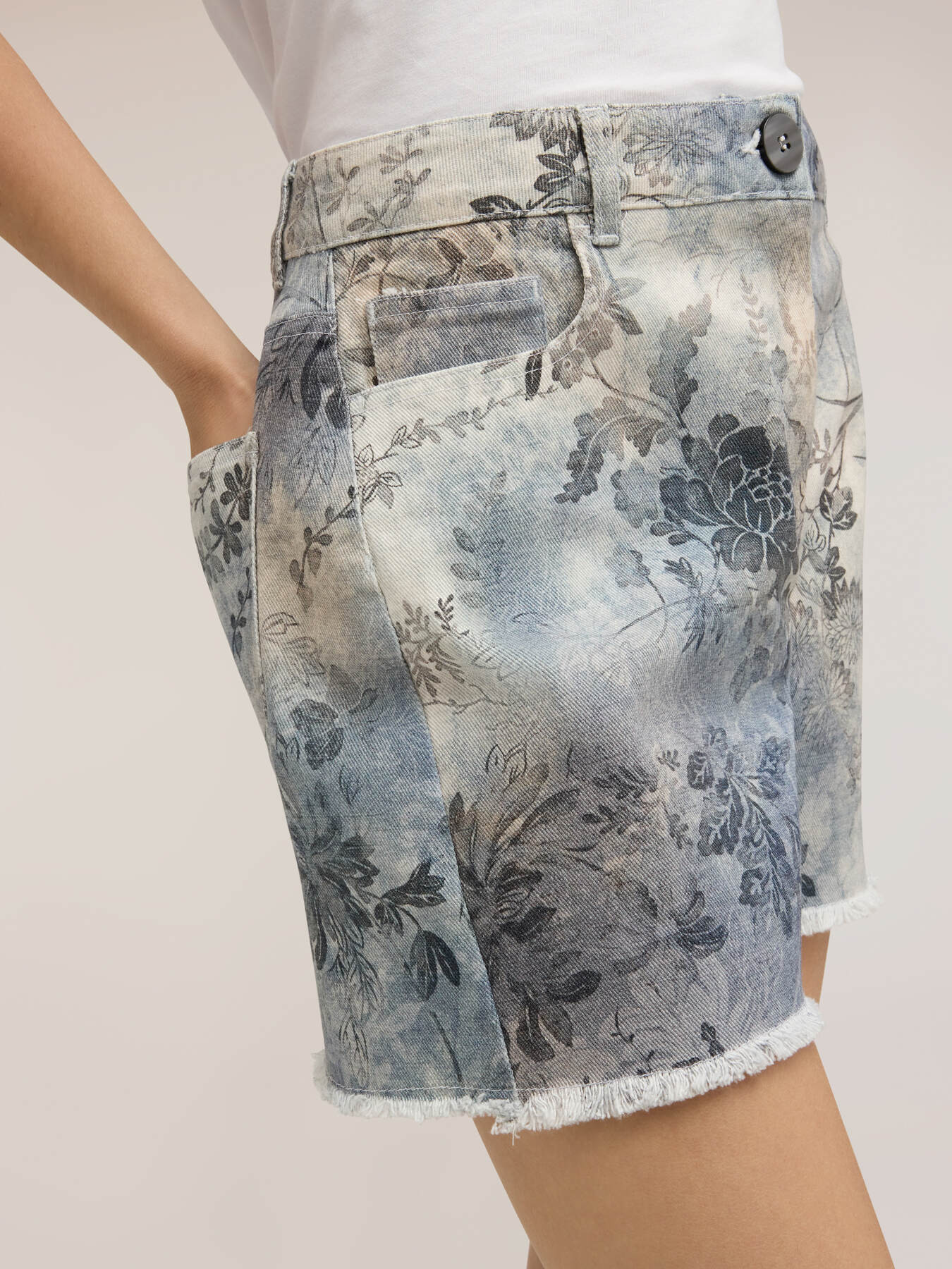 Shorts in drill di cotone con stampa image number 3
