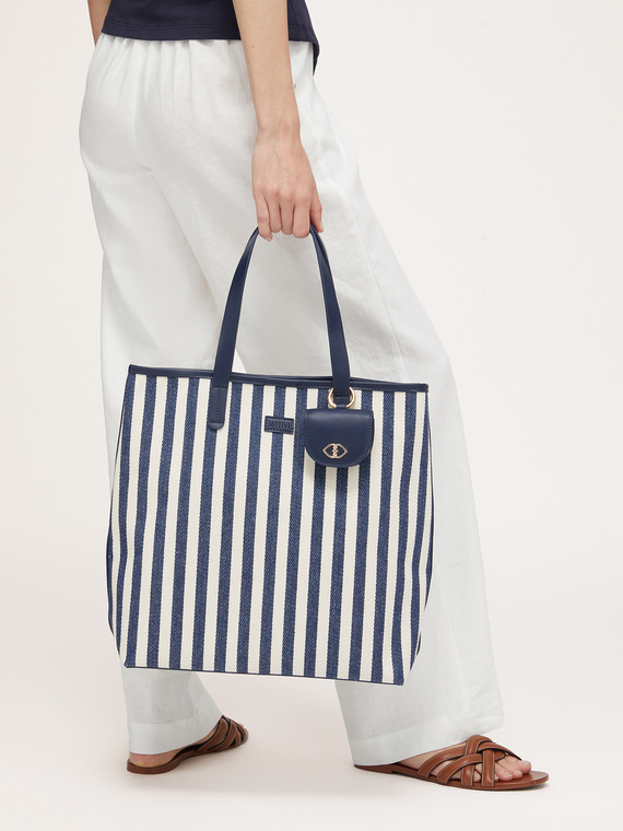 Shopping bag in canvas a righe