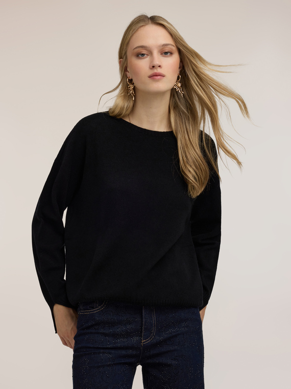 Wool boat-neck sweater