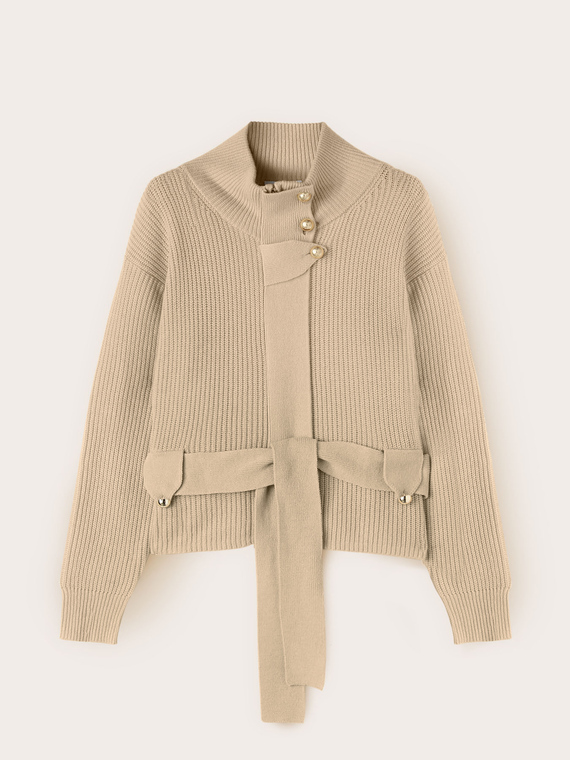 Strickjacke aus schwerem Strick mit G&uuml;rtel