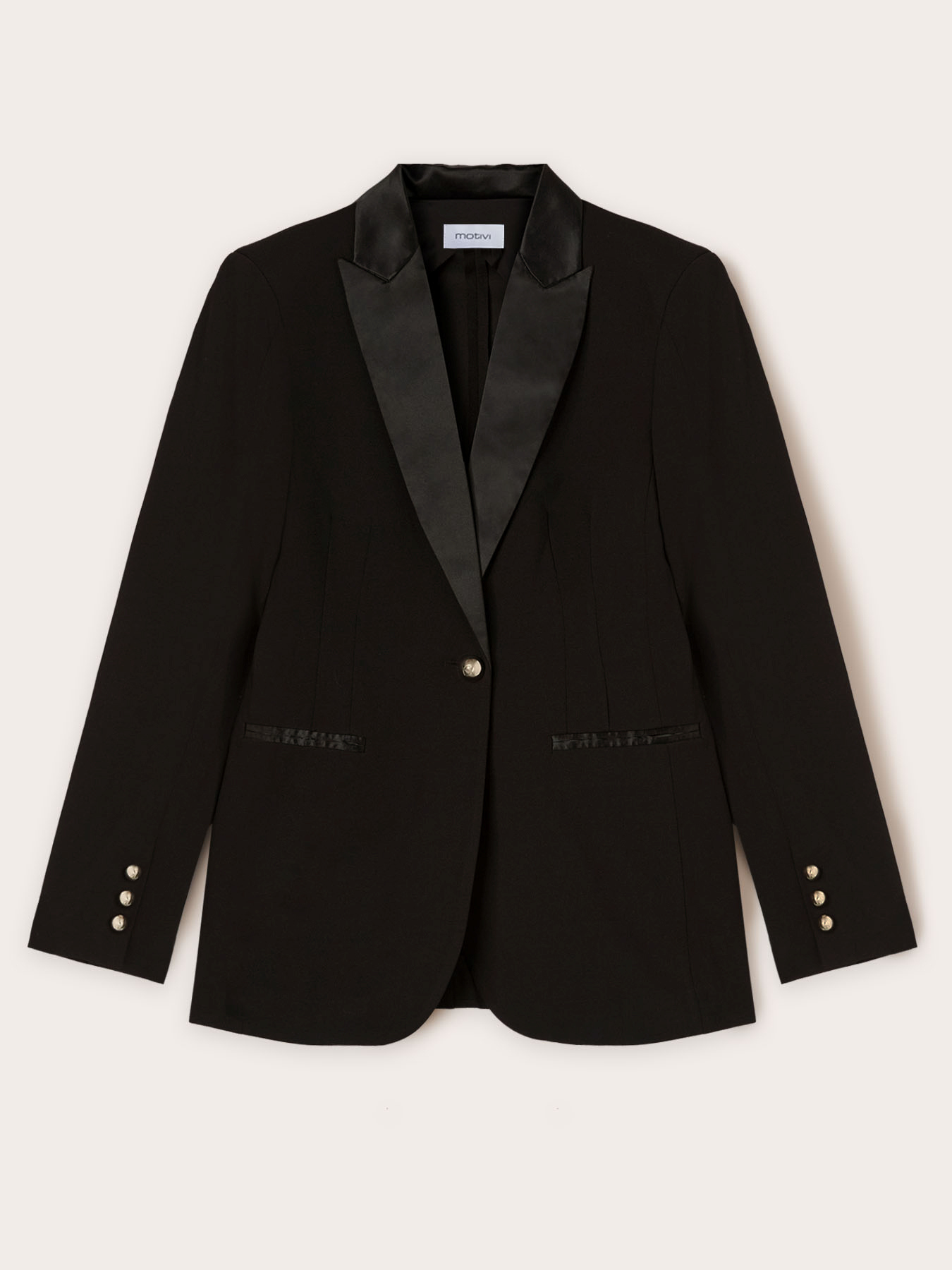 Giacca monopetto con inserti in raso image number 4