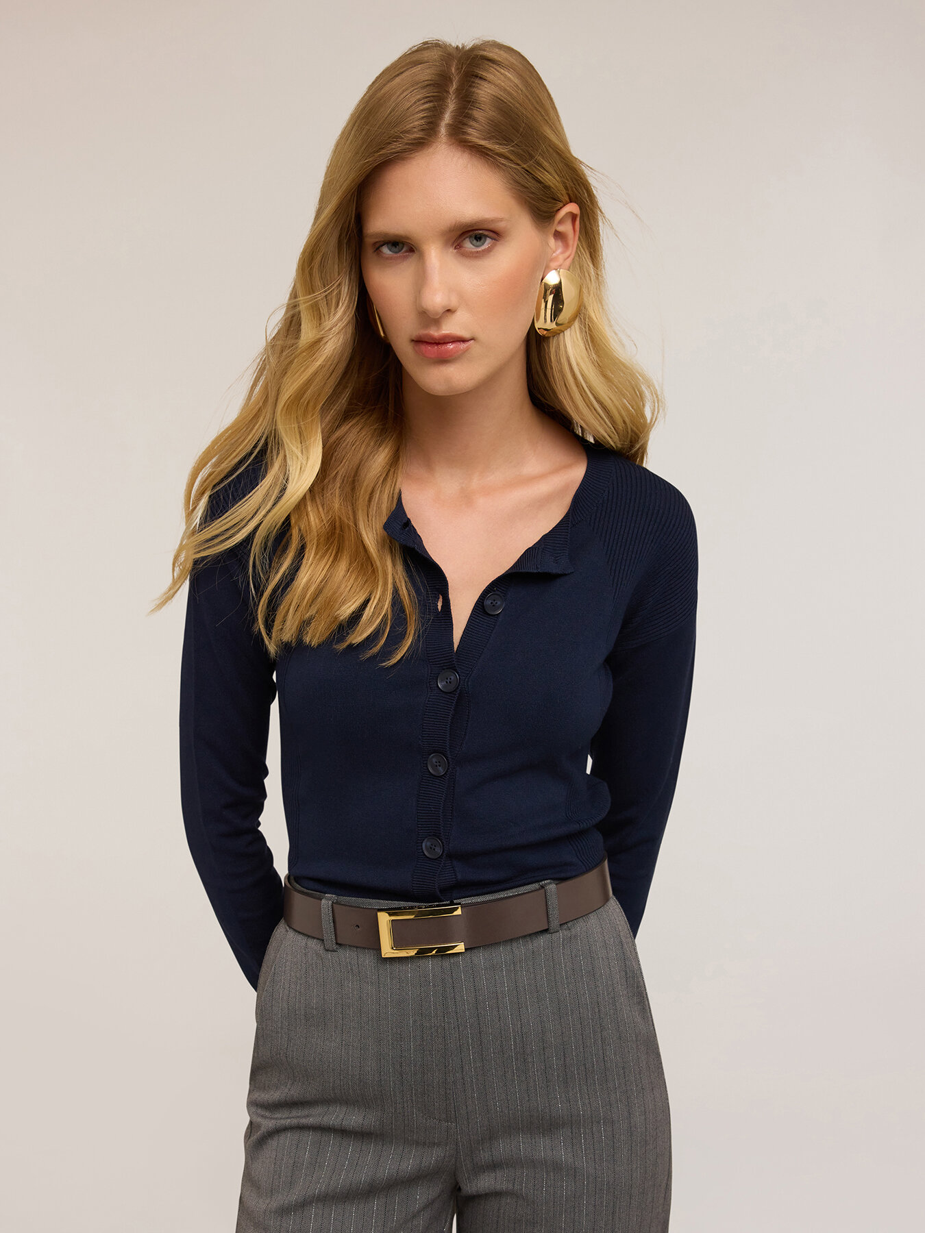 Cardigan with ribbed details image number 2