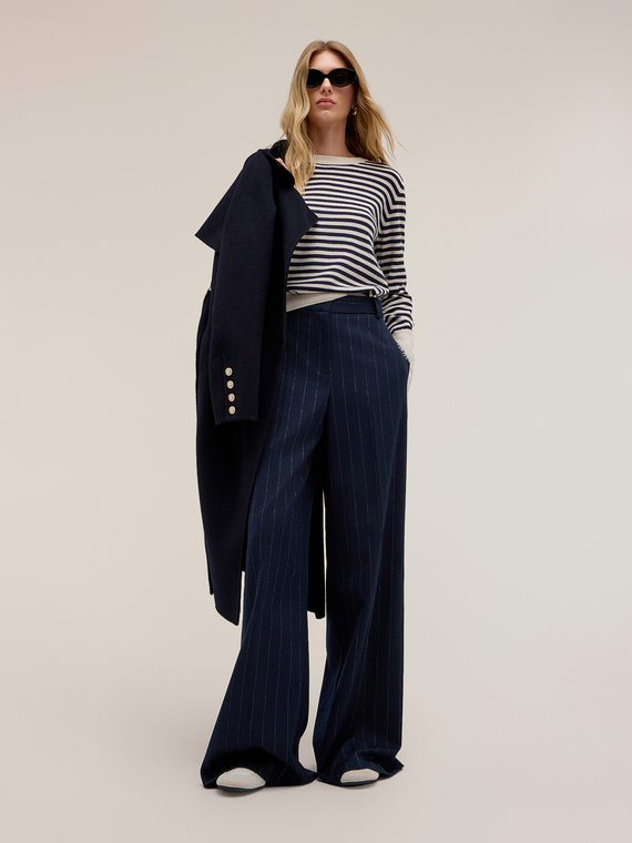 Lurex pinstripe poly-viscose palazzo pants